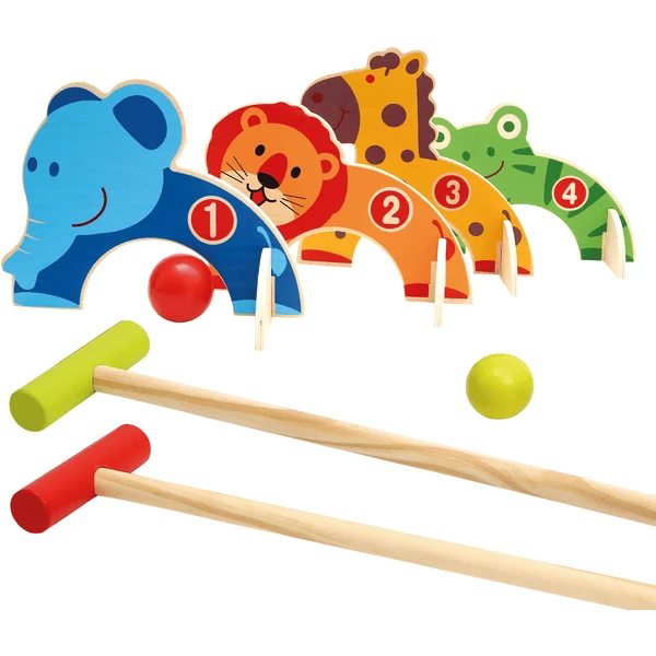 Bino Kinder-Krocket-Set Aus Holz, Zoo 1 Bino Kinder-Krocket-Set Aus Holz, Zoo