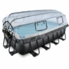 EXIT TOYS EXIT Black Leather Pool 400x200x100cm Mit Sandfilterpumpe Und Abdeckung Und Wärmepumpe - Schwarz