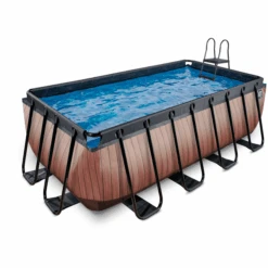 EXIT TOYS EXIT Frame Pool 4x2x1.22m (12v Sandfilter)– Holz Optik