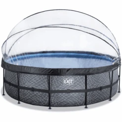 EXIT TOYS EXIT Frame Pool ø488x122cm(12v Sandfilter) – Grau + Sonnendach
