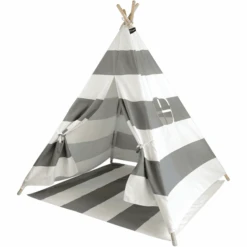 Hej Loenne Kinderzelt, Grau-weiß Gestreift