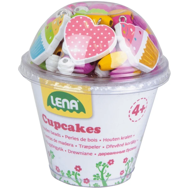 LENA® Holzperlen Cupcakes, Pink 1 LENA® Holzperlen Cupcakes, Pink