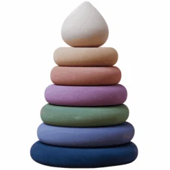 Montessori® Stapelturm Außen Weiß, Innen Bunt Mehrfarbig