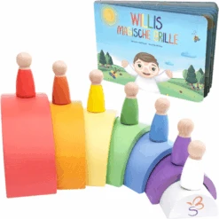 Schmetterline Holzbogen Und -puppen-Set Mit Buch "Willis Magische Brille"