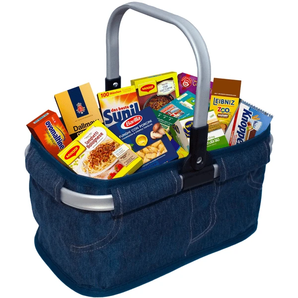 Tanner - Der Kleine Kaufmann - Einkaufskorb Jeans, Gefüllt 1 Tanner - Der Kleine Kaufmann - Einkaufskorb Jeans, Gefüllt